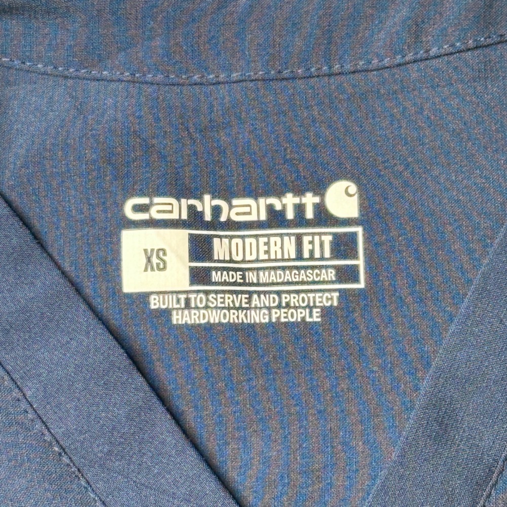 Carhartt Scrub Top Womens XS C13210 Force Modern Fit Navy Blue V-Neck Stretch - Picture 3 of 9